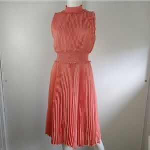 NWT Nanette Lepore Light Flamingo Pleated Midi Dress